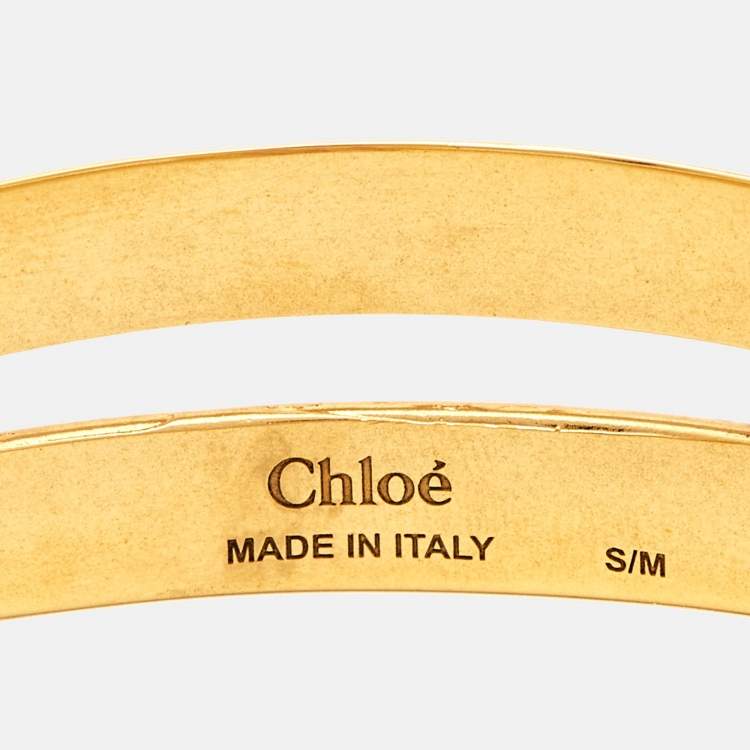 Pre Owned Chloe Gold  Tone Pink/Yellow Fringe Bracelet S/M