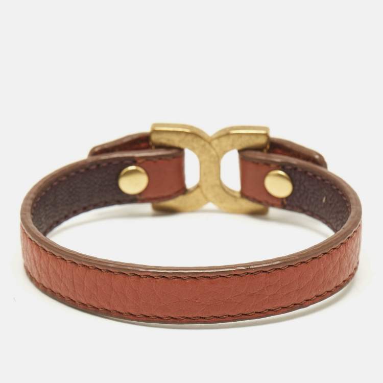 Pre Owned Chloe Brown Gold Tone Bracelet