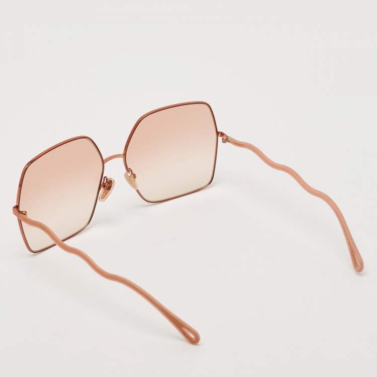 Pre Owned Chloe Peach Gradient CH00545S Frame Oversized Sunglasses