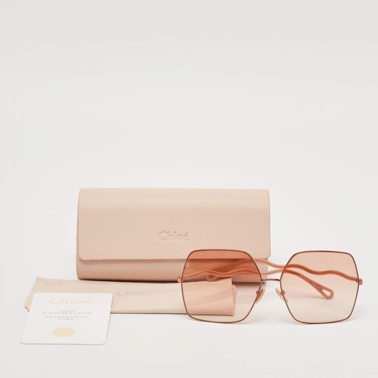Pre Owned Chloe Peach Gradient CH00545S Frame Oversized Sunglasses
