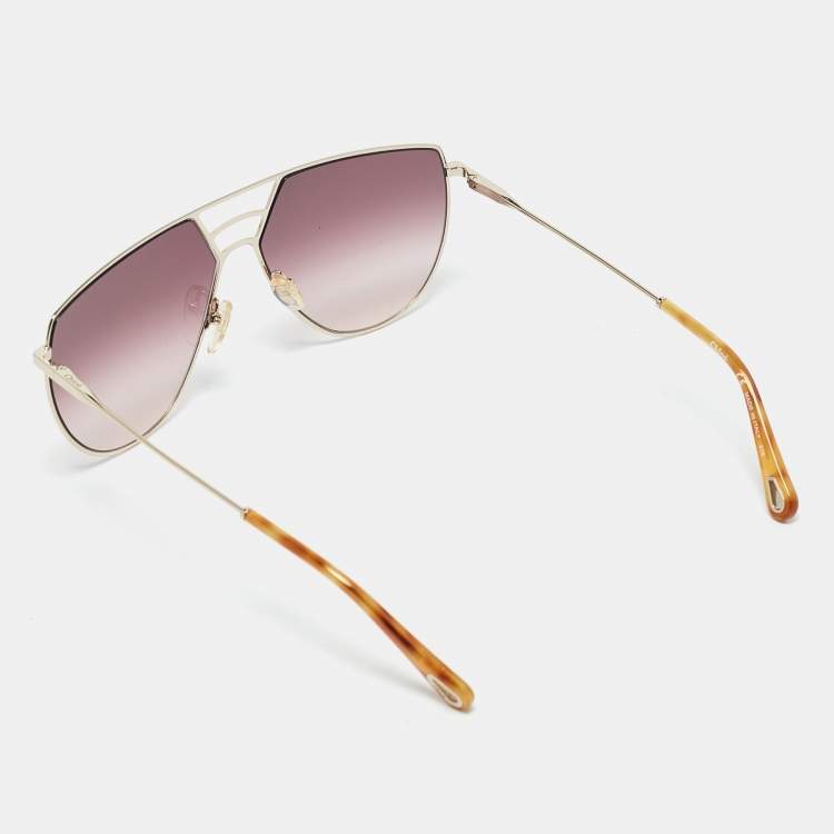 Pre Owned Chloe Purple Gradient CE139S Rickey Aviator Sunglasses