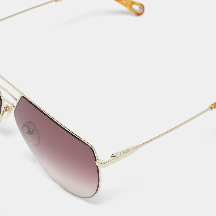 Pre Owned Chloe Purple Gradient CE139S Rickey Aviator Sunglasses