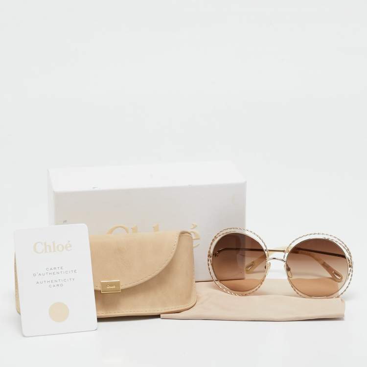 Pre Owned Chloe Brown/Gold Gradient CE114St Carlina Frame Round Sunglasses