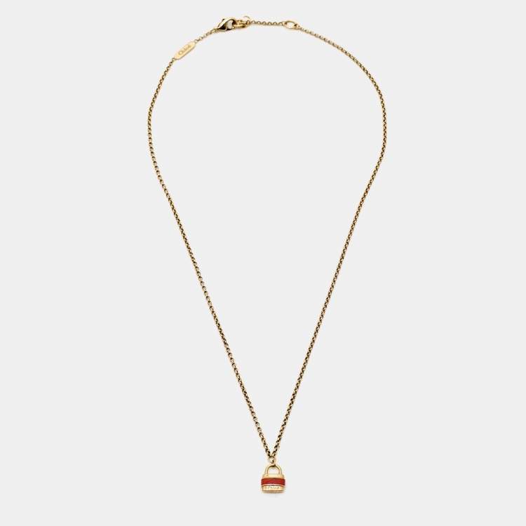 Pre Owned Chloé Bag Enamel Gold Tone Necklace
