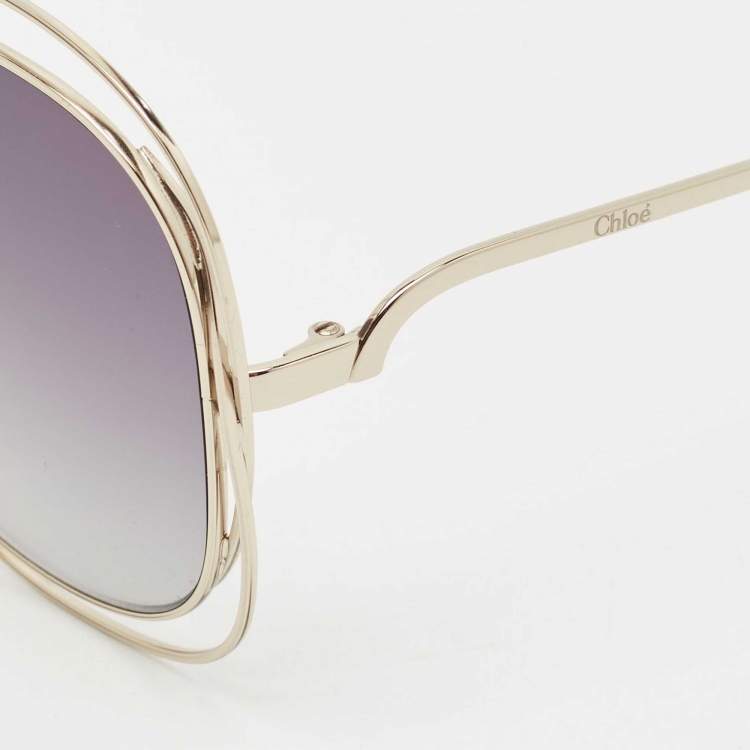Pre Owned Chloe Grey/Gold Gradient CE119S Frame Oversized Sunglasses