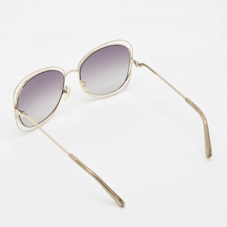 Pre Owned Chloe Grey/Gold Gradient CE119S Frame Oversized Sunglasses
