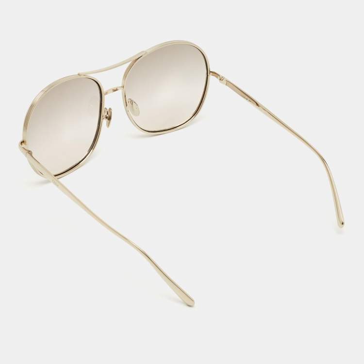مملوكة مسبقًا Chloe Gold Tone/Beige Gradient CE128S Nola Oversized Sunglasses