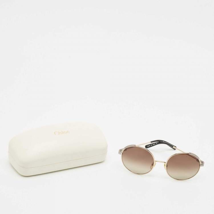 Pre Owned Chloé Brown Gradient CE117S Round Sunglasses