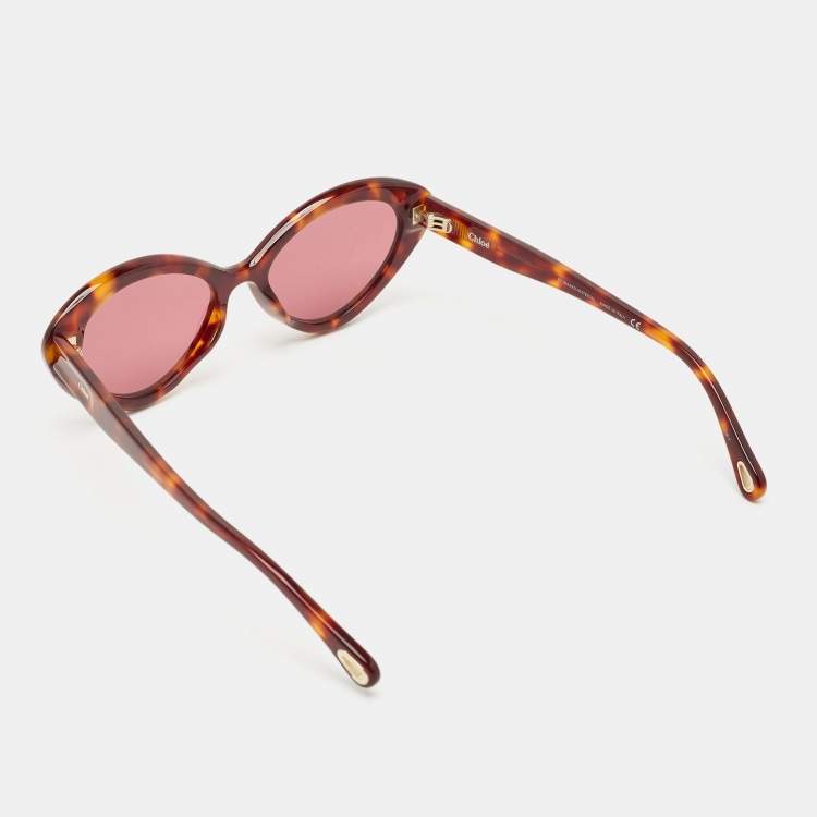 Pre Owned Chloé Tortoise Brown CH0050S Cat Eye Sunglasses