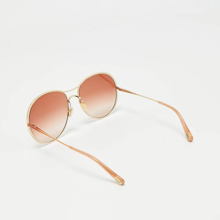 Pre Owned Chloe Brown Gradient CH0016S Aviator Sunglasses