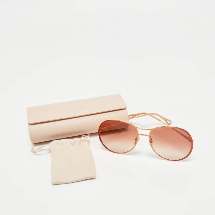 Pre Owned Chloe Brown Gradient CH0016S Aviator Sunglasses