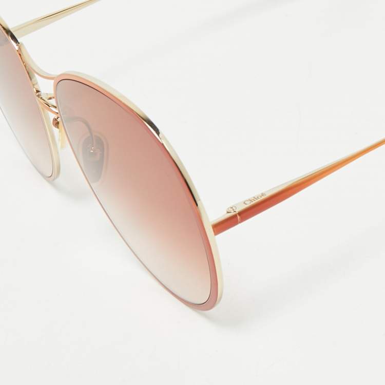 Pre Owned Chloe Brown Gradient CH0016S Aviator Sunglasses