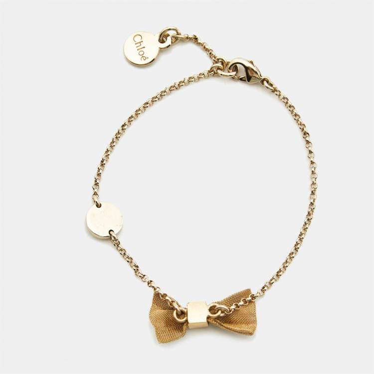 Pre Owned Chloe Bow Gold Tone Bracelet