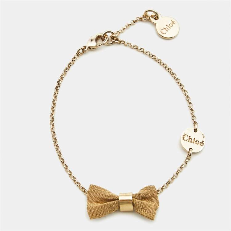 Pre Owned Chloe Bow Gold Tone Bracelet
