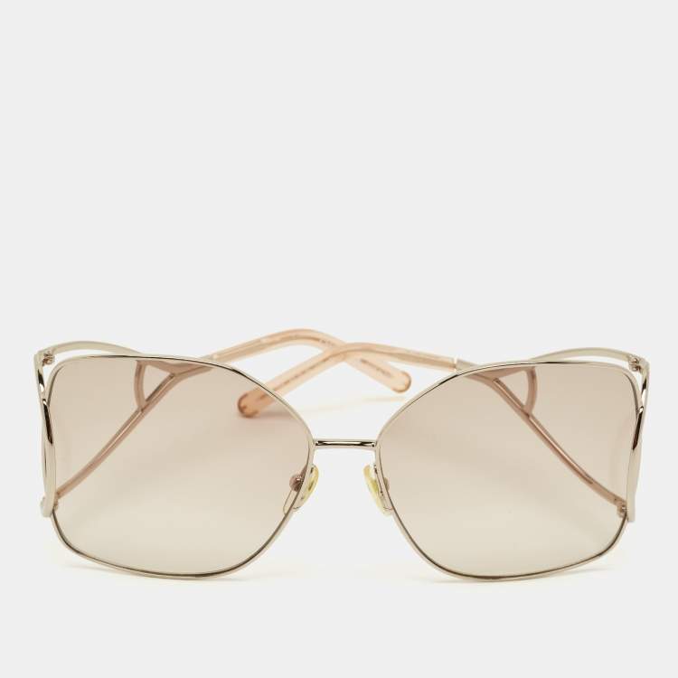 Pre Owned Chloé Gold Gradient CE135S Jackson Oversized Sunglasses