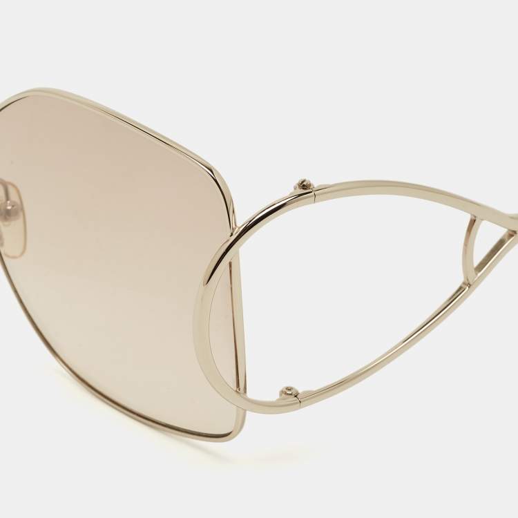 Pre Owned Chloé Gold Gradient CE135S Jackson Oversized Sunglasses