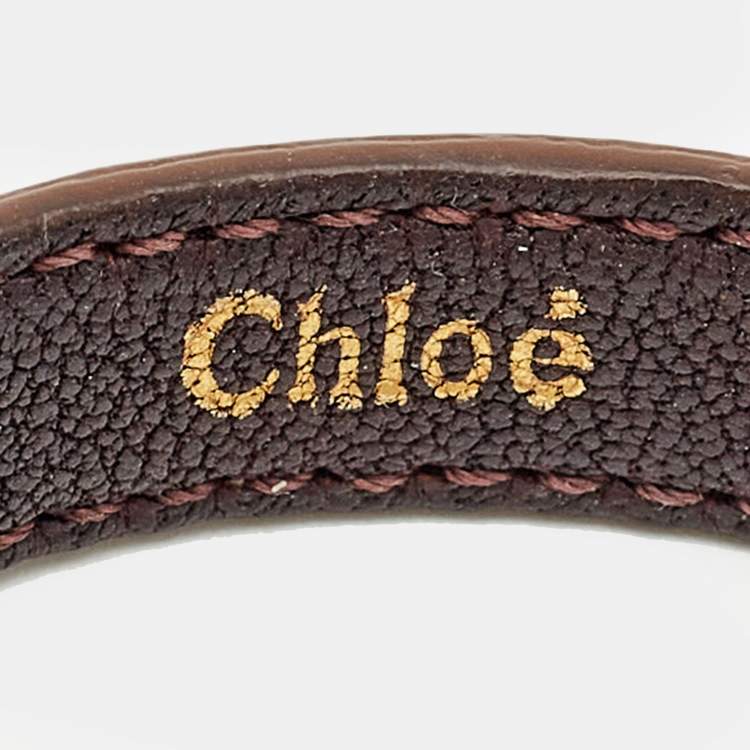 Pre Owned Chloé Leather Gold Tone Bracelet