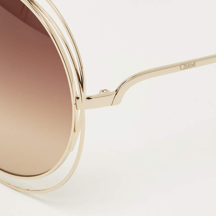 Pre Owned Chloé Brown/Gold Gradient CE114S Carlina Round Sunglasses