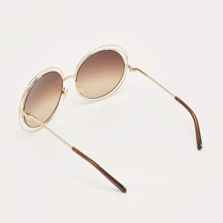 Pre Owned Chloé Brown/Gold Gradient CE114S Carlina Round Sunglasses