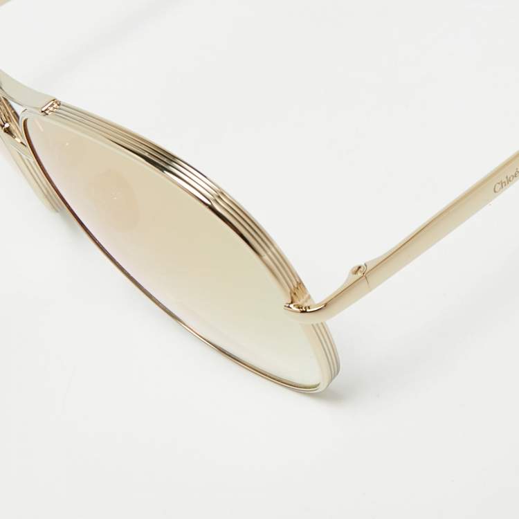 Pre Owned Chloé Gold Gradient CE127S Aviator Sunglasses