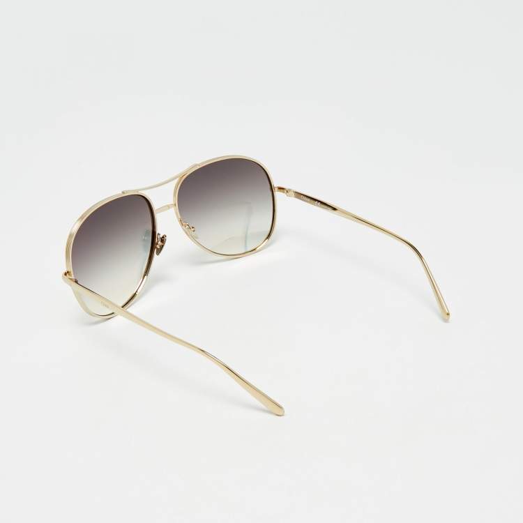 Pre Owned Chloé Gold Gradient CE127S Aviator Sunglasses