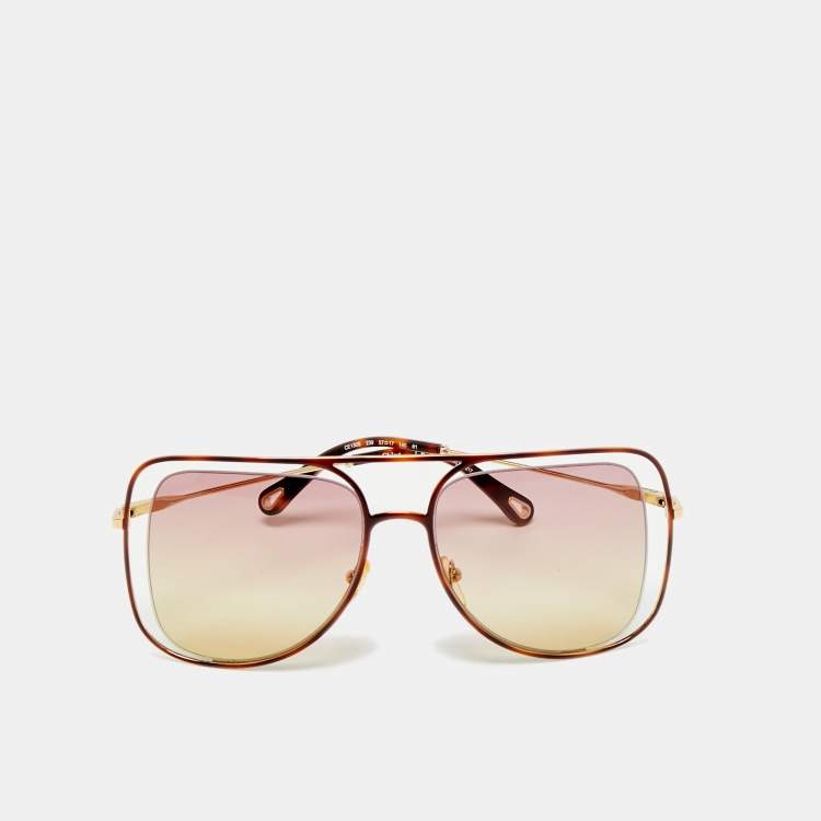 مملوكة مسبقًا Chloé Pink/Gold Tone Gradient CE130S Frame Square Sunglasses