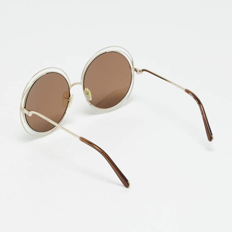 مملوكة مسبقًا Chloé Brown/Gold Tone Gradient CE114S Round Sunglasses