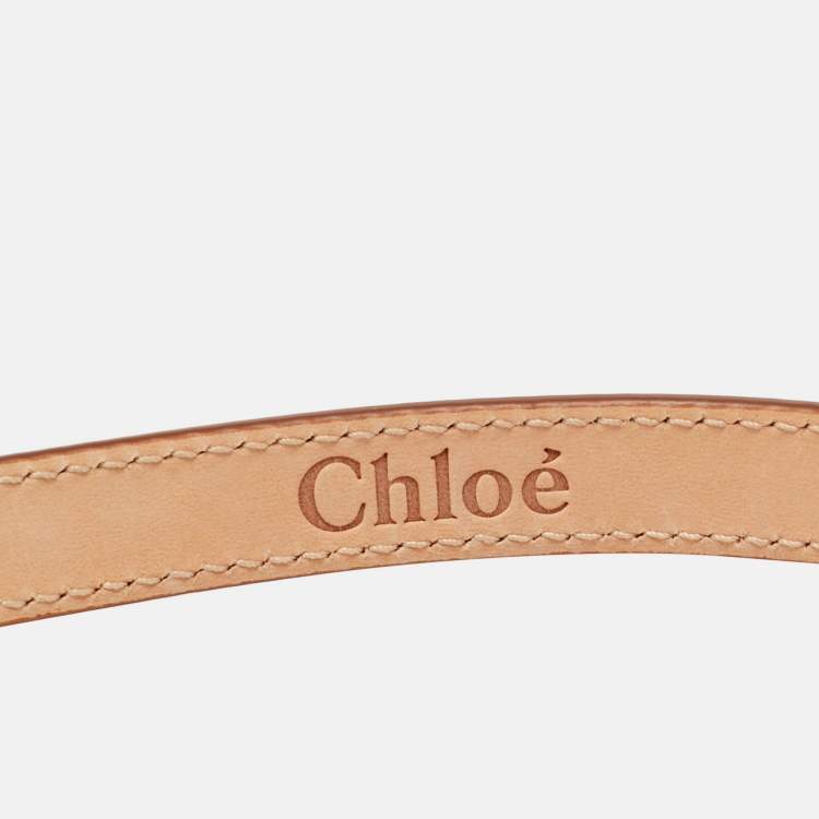 Pre Owned Chloé Logo S Waist Belt Brown Leather