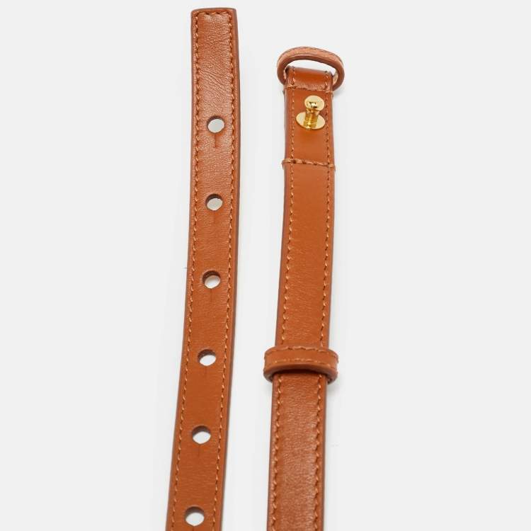 Pre Owned Chloé Logo S Waist Belt Brown Leather