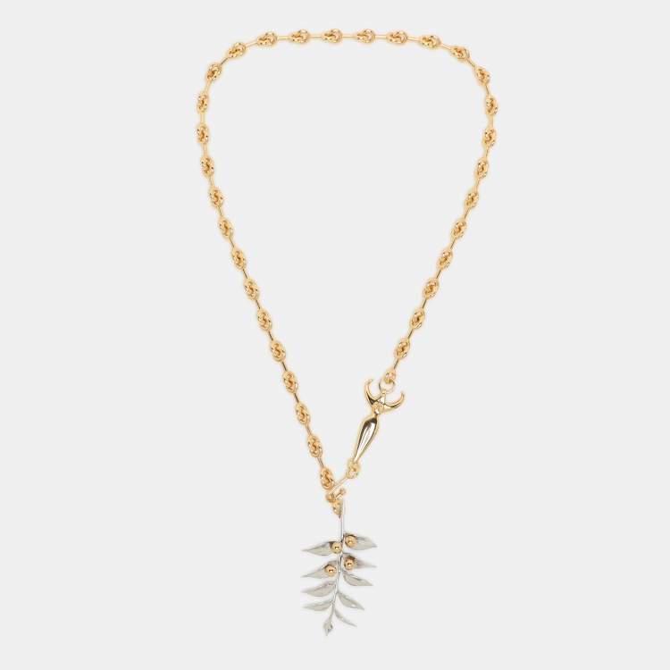 Pre Owned Chloé Two Tone Metal Chain Necklace