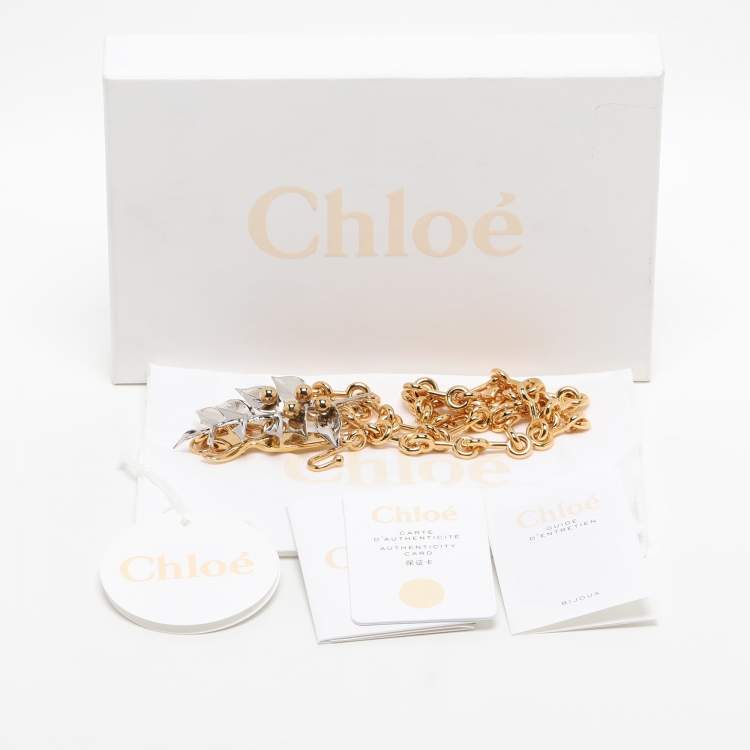 Pre Owned Chloé Two Tone Metal Chain Necklace