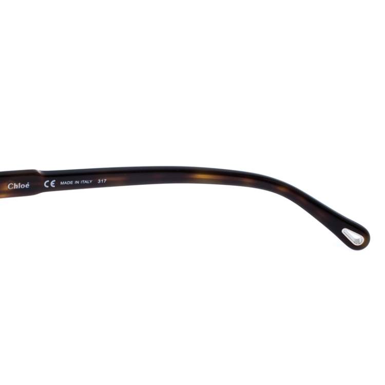 Pre Owned Chloe Dark Brown Tortoise Amber Square Sunglasses