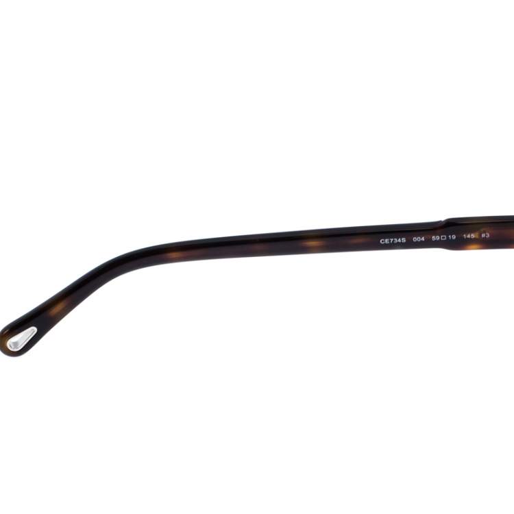 Pre Owned Chloe Dark Brown Tortoise Amber Square Sunglasses