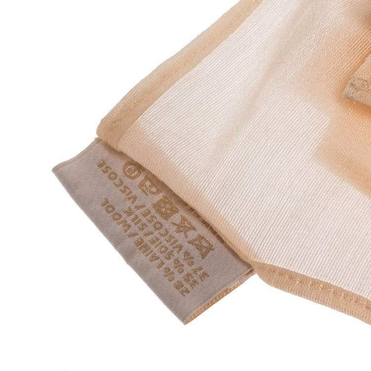 Pre Owned Chloe Peach Medallion Motif Wool & Silk Blend Scarf