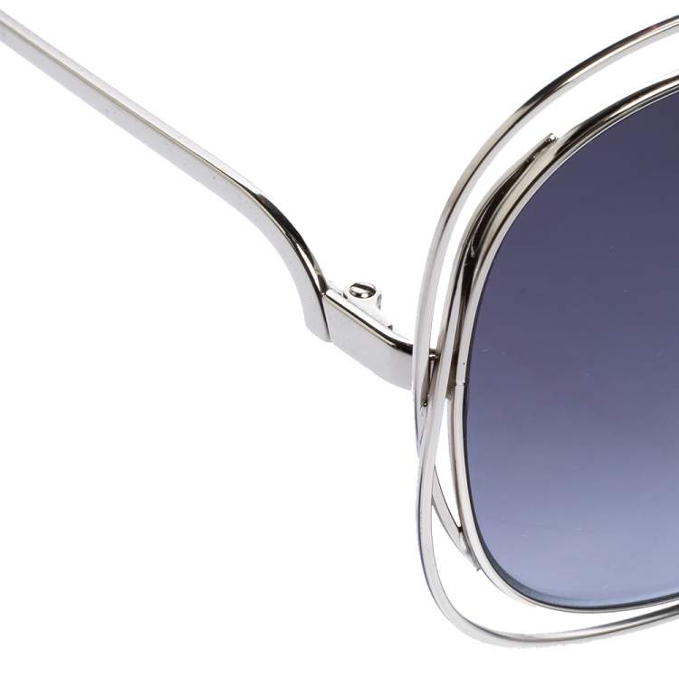 Pre Owned Chloe Pale Gold/Grey Gradient CE119S Round Oversized Sunglasses