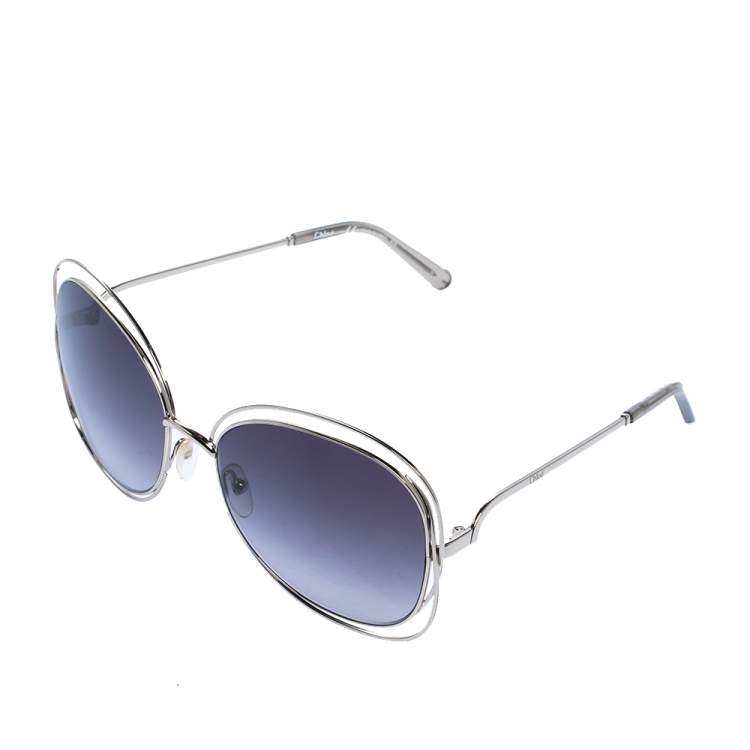 Pre Owned Chloe Pale Gold/Grey Gradient CE119S Round Oversized Sunglasses
