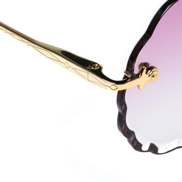 مملوكة مسبقًا Chloe Gold /Pink Gradient CE142S Rosie Flower Sunglasses