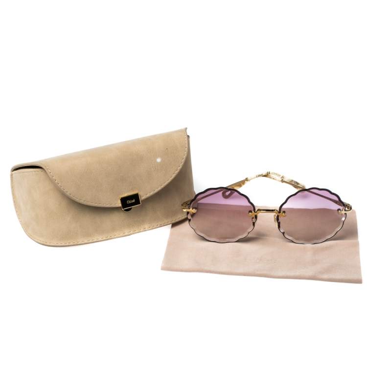 مملوكة مسبقًا Chloe Gold /Pink Gradient CE142S Rosie Flower Sunglasses