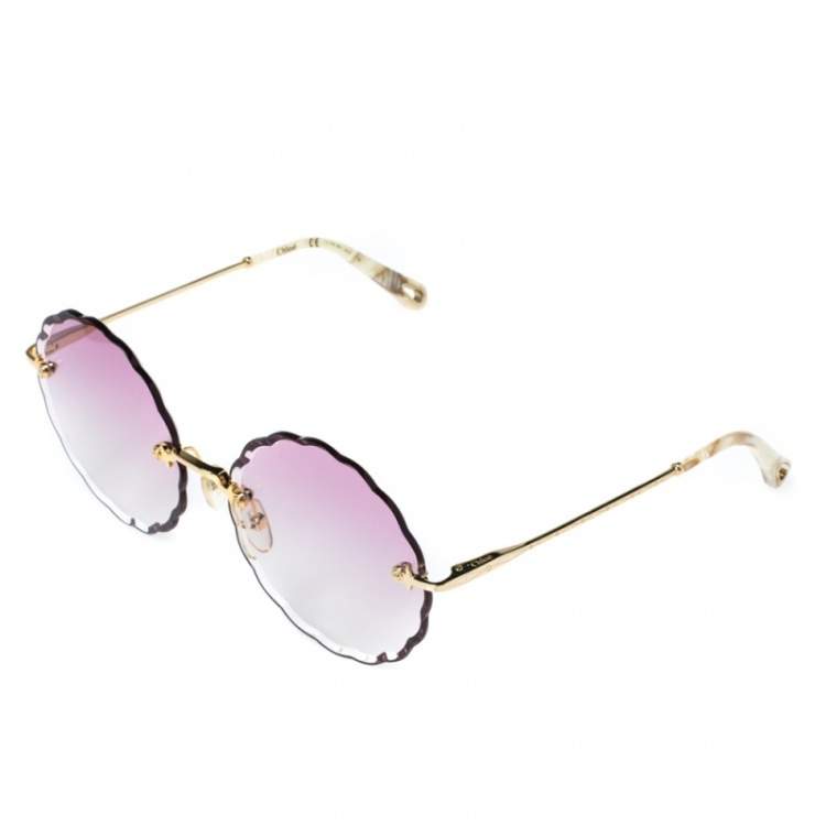 مملوكة مسبقًا Chloe Gold /Pink Gradient CE142S Rosie Flower Sunglasses