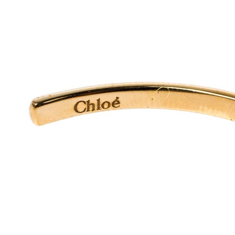 Pre Owned Chloe Gold Tone Meg Fringed Drop Hoop Earrings