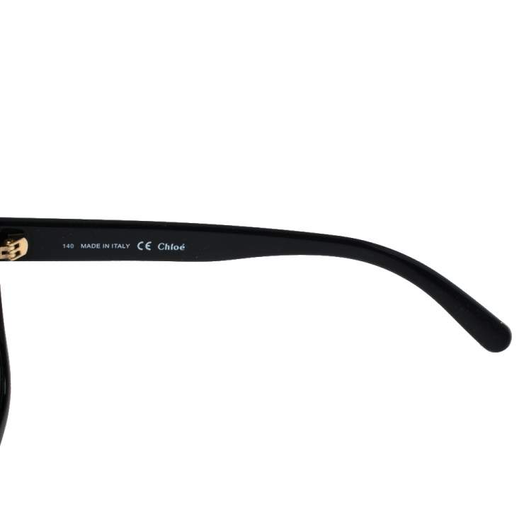 Pre Owned Chloé Black & Crystal Embellished / Dark Grey Gradient CE659SR Square Sunglasses
