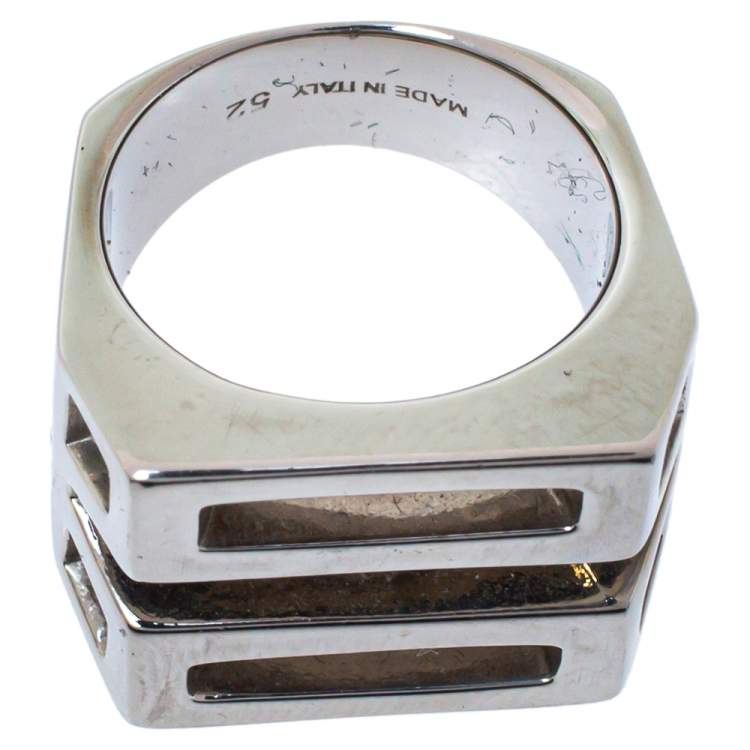 Pre Owned Chloé Silver Tone Bianca Ring Size 52