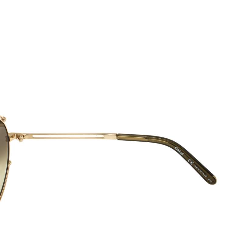 Pre Owned Chloe Gold/Green Gradient CE122/s Round Oversized Sunglasses