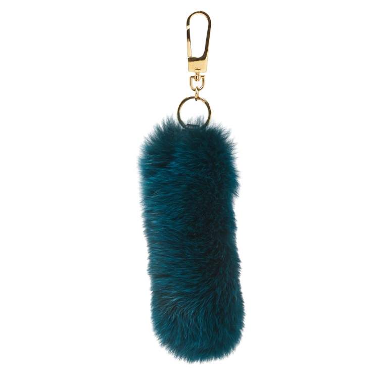 Pre Owned Chloé Peacock Blue Fox Fur Bag Charm