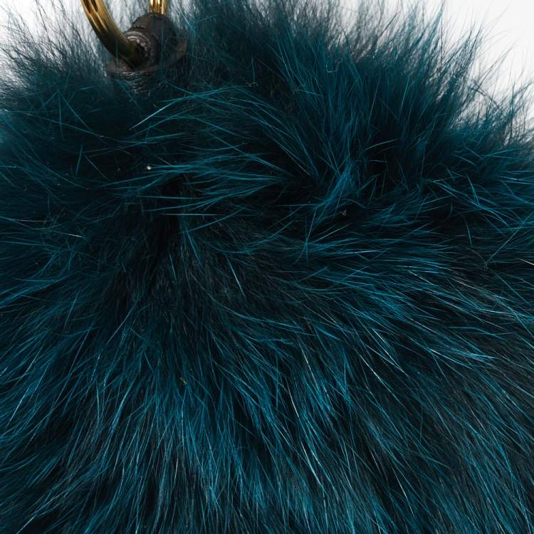 Pre Owned Chloé Peacock Blue Fox Fur Bag Charm