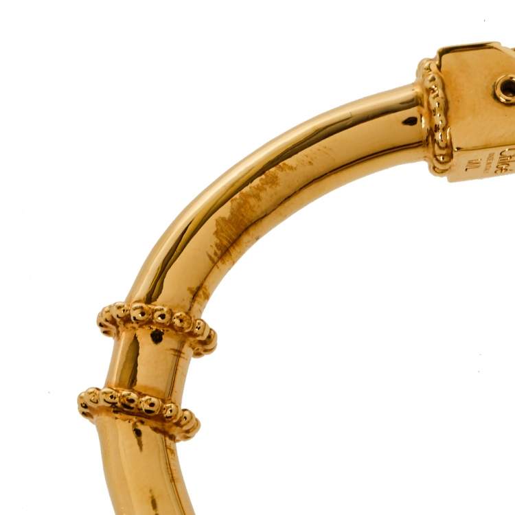 Pre Owned Chloé Gold Tone Hinged Cuff Frankie Screw Bracelet M/L
