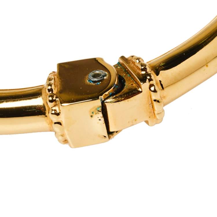 Pre Owned Chloé Gold Tone Hinged Cuff Frankie Screw Bracelet M/L