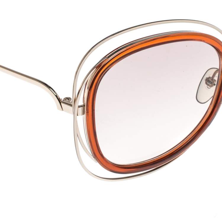 Pre Owned Chloé Caramel/ Light Brown Gradient CE123S Carlina Oversized Sunglasses