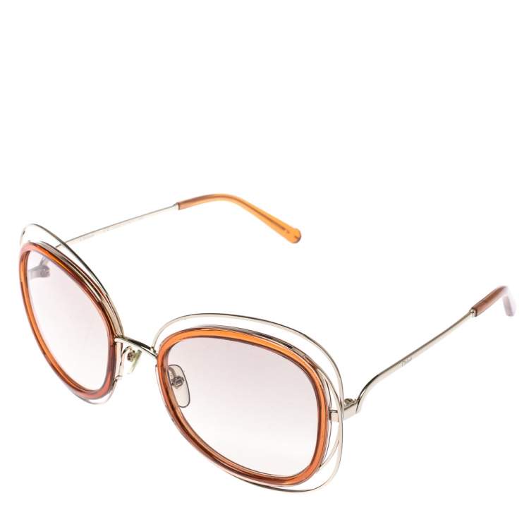 Pre Owned Chloé Caramel/ Light Brown Gradient CE123S Carlina Oversized Sunglasses