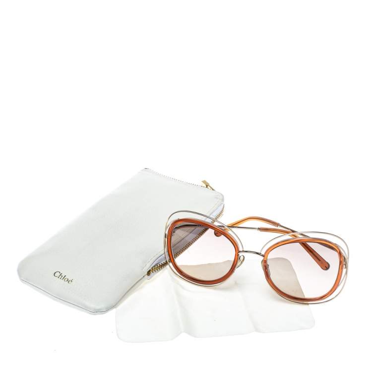 Pre Owned Chloé Caramel/ Light Brown Gradient CE123S Carlina Oversized Sunglasses